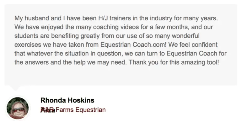 equestrian coach testimonial by Rhonda