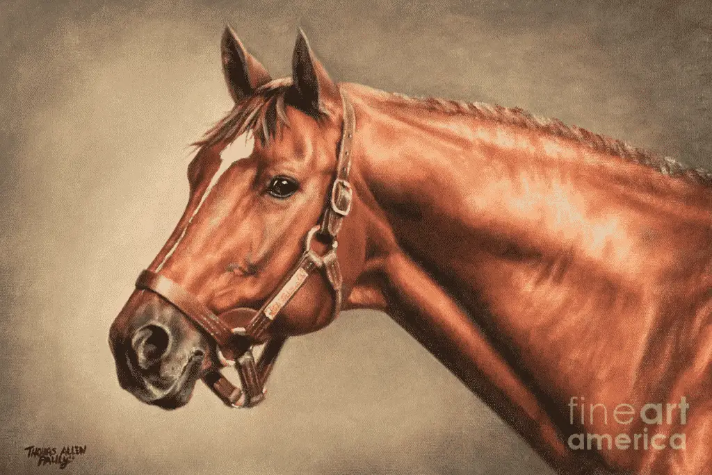 horse art titled "Secretariat at Claiborne" by Thomas Allen Pauly