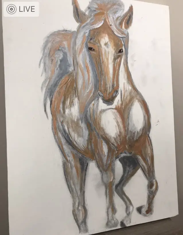 golden horse in water artwork stage 1