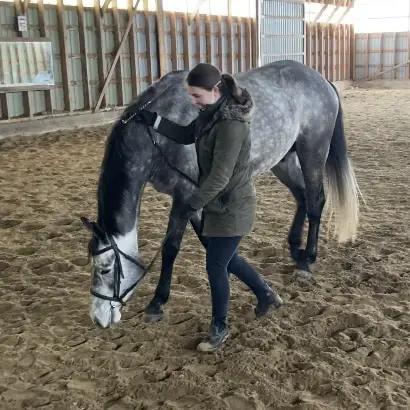 Rudy and I doing work in hand with Rudy in a nice stretch!